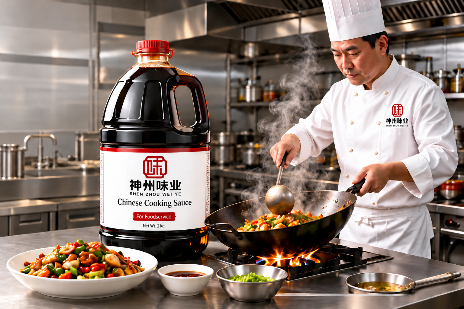 Chinese cooking sauces in restaurants