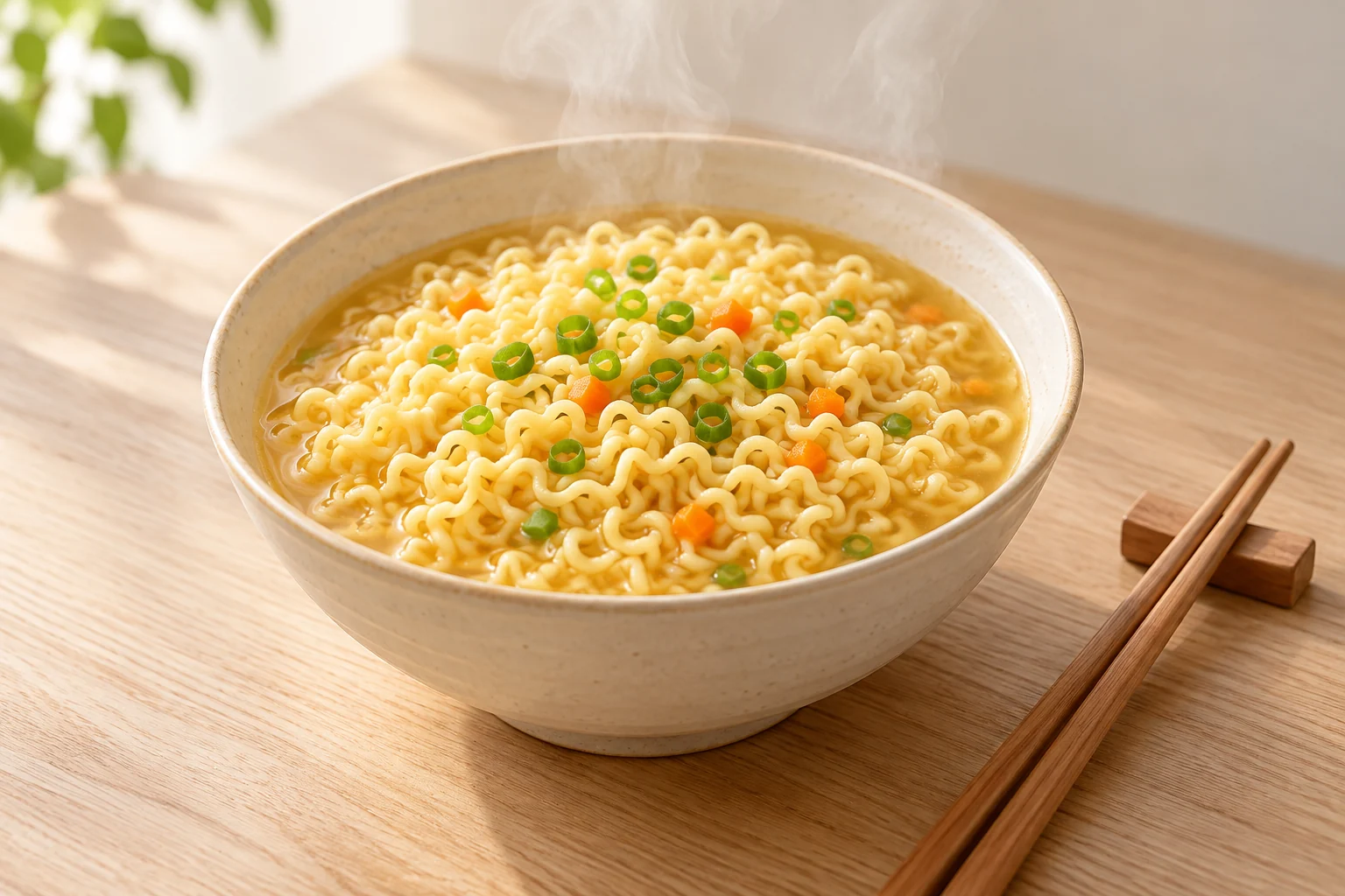 Instant noodles with savory broth