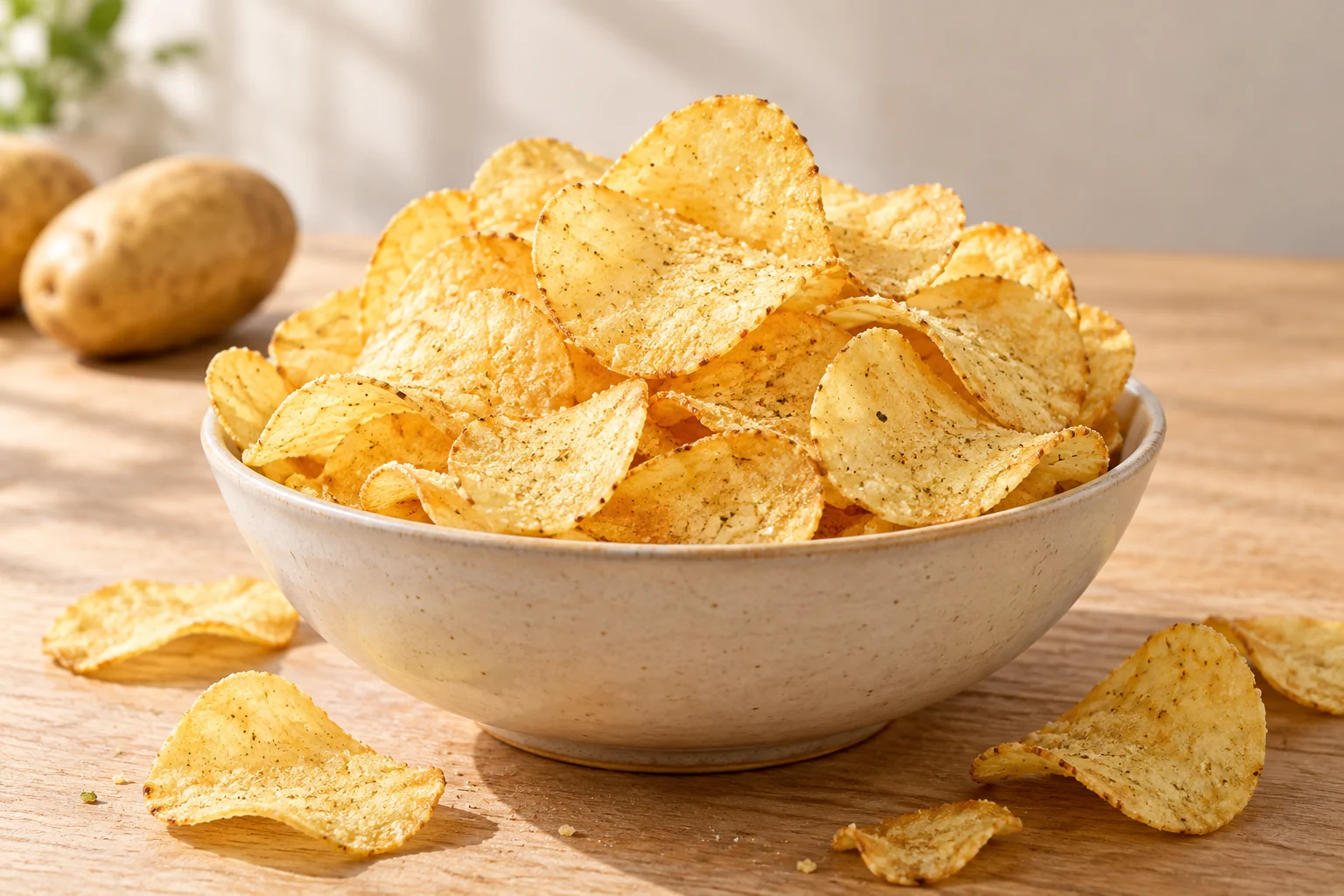 Potato chips with savory seasoning